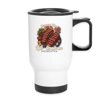 Ribs Barbecue Savor The Rib-liscious Meat Lover - Thermobecher mit Tragegriff - Weiß - Vorne