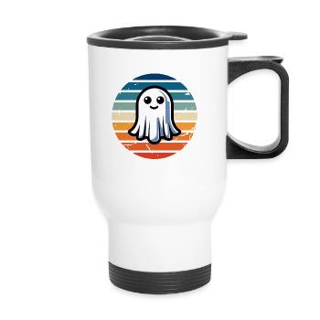 Fantôme Vintage Coucher de soleil - Tasse isotherme avec poignée - blanc - Devant