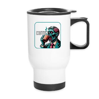 I Don't Eat Brains I Have Coffee - Thermal mug with handle - white - Front
