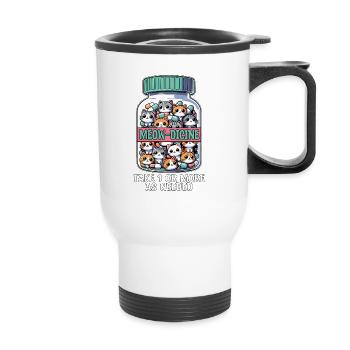 Veterinary Nurse Meow-dicine Take 1 Animal Lover - Thermal mug with handle - white - Front