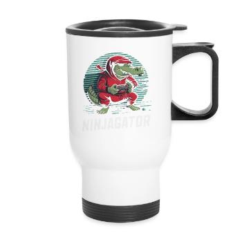 Ninja Alligator Gamer Fun Gaming Reptile Graphic - Thermal mug with handle - white - Front