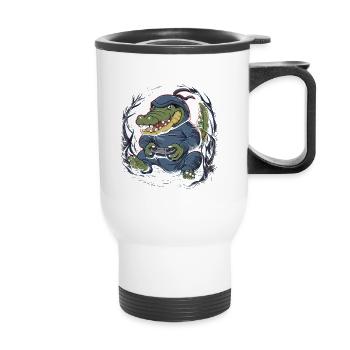 Ninja Alligator Gamer Fun Gaming Reptile Graphic - Thermal mug with handle - white - Front