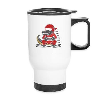 Ninja Alligator Gamer Fun Gaming Reptile Graphic - Thermal mug with handle - white - Front