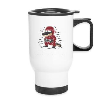 Ninja Alligator Gamer Fun Gaming Reptile Graphic - Thermal mug with handle - white - Front