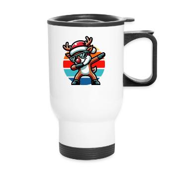 Dabbing Rudolph Vintage Sunset - Thermobecher mit Tragegriff - Weiß - Vorne