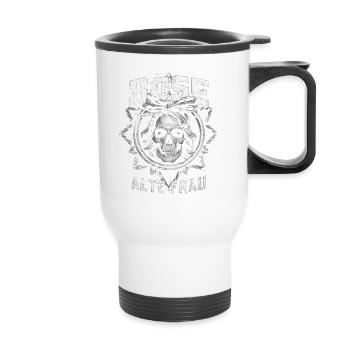 Motorcycle Biker Lady Sarcasm Nasty Old Woman - Thermal mug with handle - white - Front