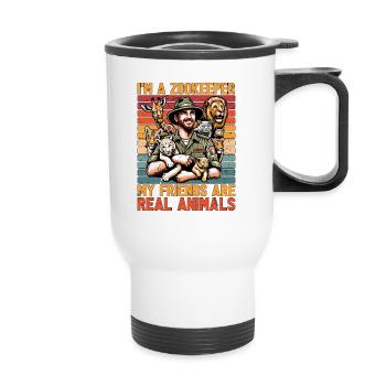 Zoologiste Je suis gardien de zoo Mes amis ornithologue - Tasse isotherme avec poignée - blanc - Devant