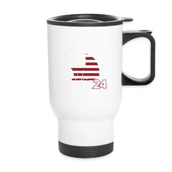 Kamala Harris 24 Cat Lady Supporter - Thermobecher mit Tragegriff - Weiß - Vorne