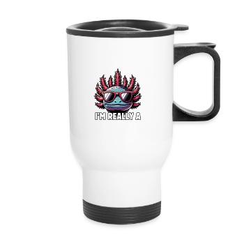 C’est mon costume humain, je suis vraiment un axolotl - Tasse isotherme avec poignée - blanc - Devant