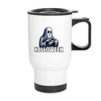 En attendant Halloween - Tasse isotherme avec poignée - blanc - Devant