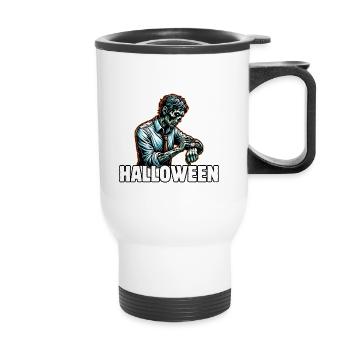 En attendant Halloween - Tasse isotherme avec poignée - blanc - Devant