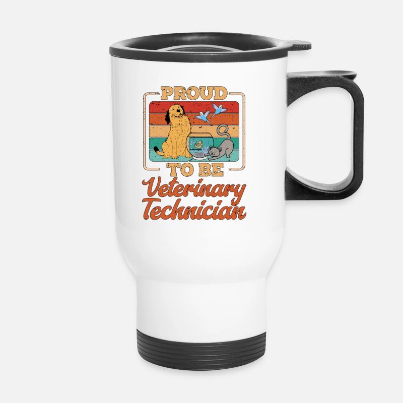 Veterinary Technician Proud To Be Animal Lover - Thermobecher mit Tragegriff - Weiß