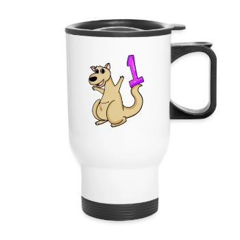 1 Year Old - School Enrollment - Kangaroo Motif - Number 1 - Thermal mug with handle - white - Front