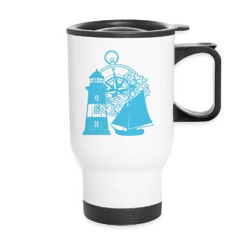 Maritime Compass Lighthouse Sailing Ship Ship - Thermal mug with handle - white - Front