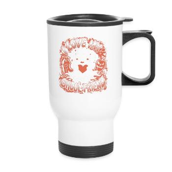 J’aime mon ami goule mignon fantôme Halloween - Tasse isotherme avec poignée - blanc - Devant
