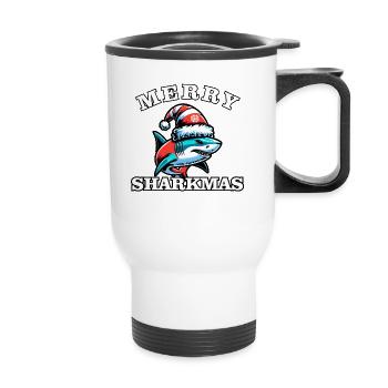 Merry Sharkmas - Christmas - Thermal mug with handle - white - Front