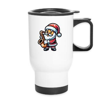 Le Père Noël joue du saxophone - Tasse isotherme avec poignée - blanc - Devant