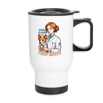 Veterinary Technician Paws Claws And Veterinarian - Thermal mug with handle - white - Front