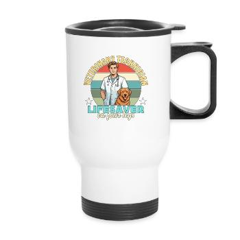 Veterinary Technician Lifesaver On Veterinarian - Thermal mug with handle - white - Front
