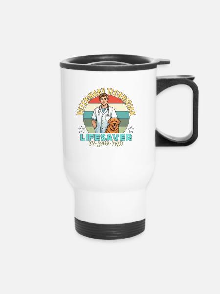 Veterinary Technician Lifesaver On Veterinarian - Thermobecher mit Tragegriff - Weiß