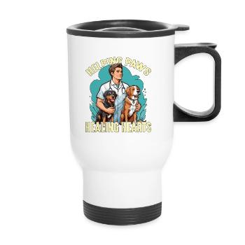 Veterinary Technician Helping Paws Animal Lover - Thermal mug with handle - white - Front