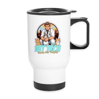 Technicien vétérinaire Garder la queue remuante Médecine vétérinaire - Tasse isotherme avec poignée - blanc - Devant