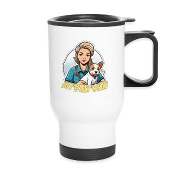 Dog Trainer Sit Stay Slay Loves Agility Training - Thermal mug with handle - white - Front
