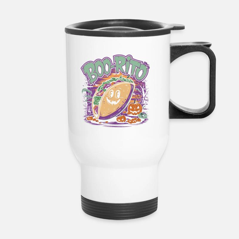 Boo-Rito Halloween Burrito Cute Ghost Pumpkin - Thermal mug with handle - white