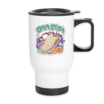 Boo-Rito Burrito d’Halloween Citrouille fantôme mignonne - Tasse isotherme avec poignée - blanc - Devant