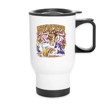 Brewcifer Devil Beer Lover Halloween - Thermobecher mit Tragegriff - Weiß - Vorne