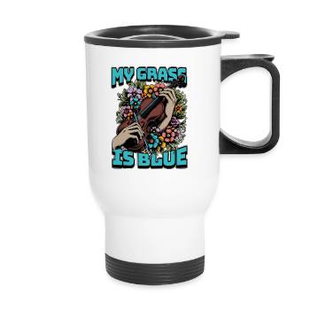 Fiddle My Grass Is Blue Music Lover Fiddle Player - Thermal mug with handle - white - Front