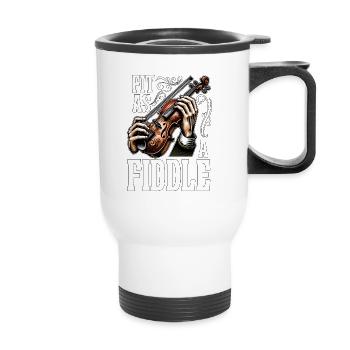 Fiddle Fit As A Fiddle Musician Violin Music Lover - Thermobecher mit Tragegriff - Weiß - Vorne