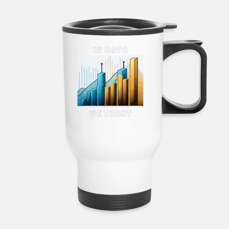 IN DATA WE TRUST - Thermal mug with handle - white