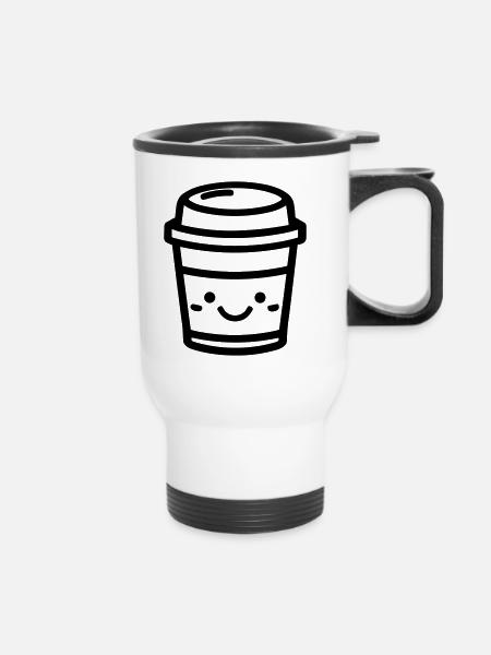 Kaffeebecher - Thermobecher mit Tragegriff - Weiß