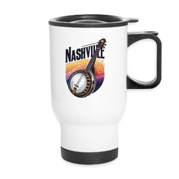 Banjo Guitar Bluegrass Music Nashville - Thermal mug with handle - white - Front