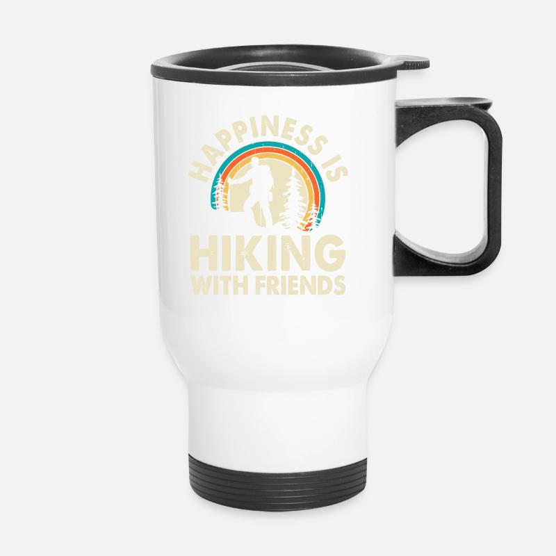 Hiking with Friends - Happy Hiker Design - Thermal mug with handle - white