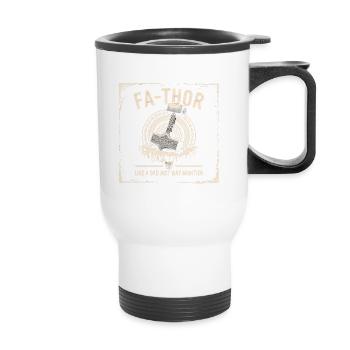 FA-THOR Comme un papa juste bien plus puissant Viking - Tasse isotherme avec poignée - blanc - Devant