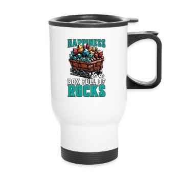 Le bonheur des géologues est une boîte pleine de roches - Tasse isotherme avec poignée - blanc - Devant