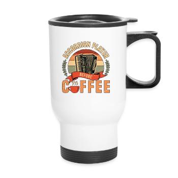 Accordéoniste avant l’amateur de café de musique folklorique - Tasse isotherme avec poignée - blanc - Devant