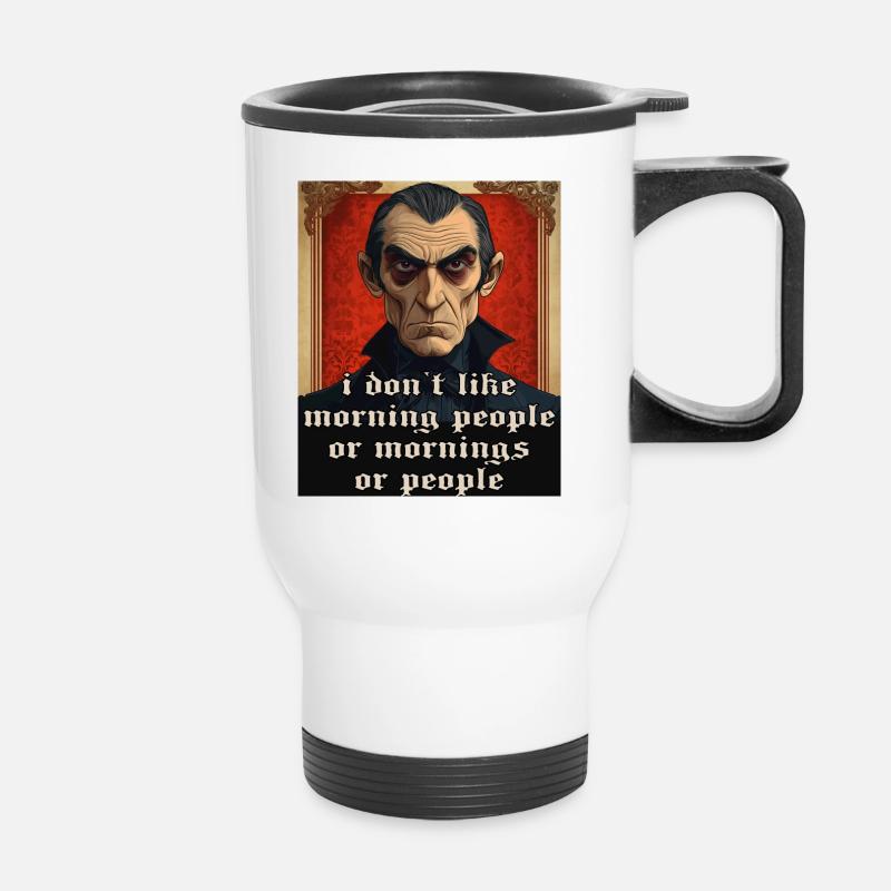 Drôle de vampire avec un dicton pour Halloween - Tasse isotherme avec poignée - blanc