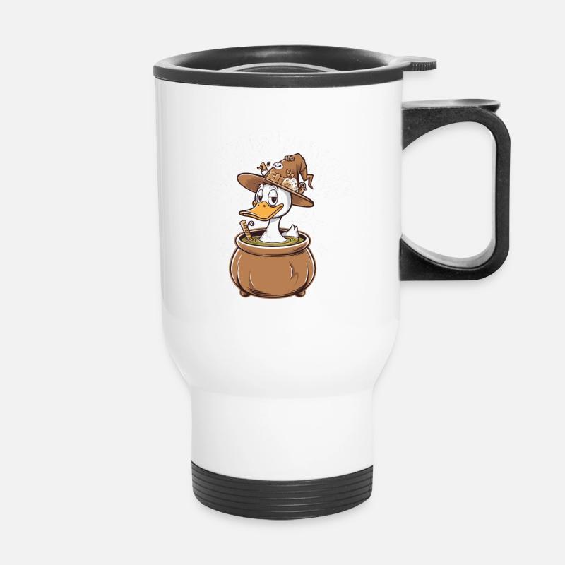 Honkus Ponkus Funny Duck Witch Halloween Magic - Thermal mug with handle - white