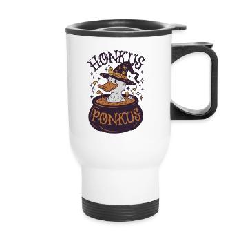 Honkus Ponkus Funny Duck Witch Halloween Magic - Thermal mug with handle - white - Front
