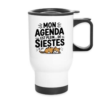 Mon Agenda Est Plein De Siestes Humour Sieste Chat - Tasse isotherme avec poignée - blanc - Devant