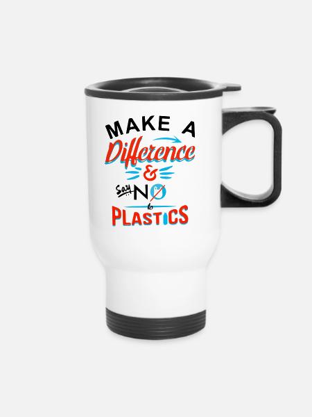 no to Plastic - Thermobecher mit Tragegriff - Weiß
