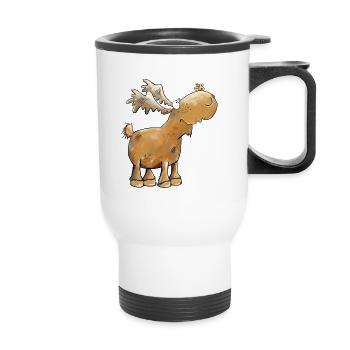 Funny Moose Butterfly - Thermal mug with handle - white - Front