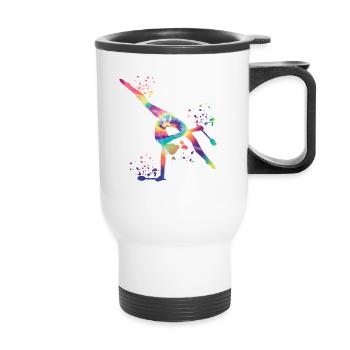 Gymnaste avec clubs Gymnastique rythmique - Tasse isotherme avec poignée - blanc - Devant