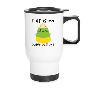 Das ist mein kitschiges Kostümmonster Candy Corn - Thermobecher mit Tragegriff - Weiß - Vorne