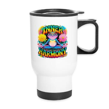 Meditation Spiritual Inner Harmony Yoga Frog. - Thermal mug with handle - white - Front