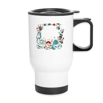 Gamer monster gaming party design - Thermal mug with handle - white - Front