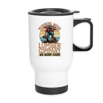 Logging Morning Wood Lumber Cabinet Maker Logger - Thermal mug with handle - white - Front